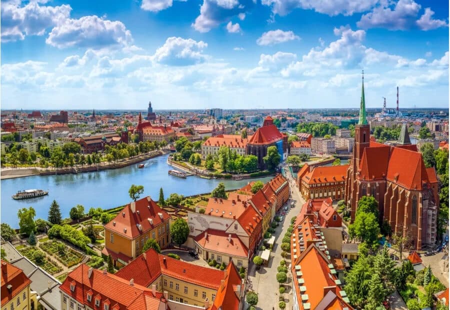 Aerial View of WrocÅ‚aw, Poland