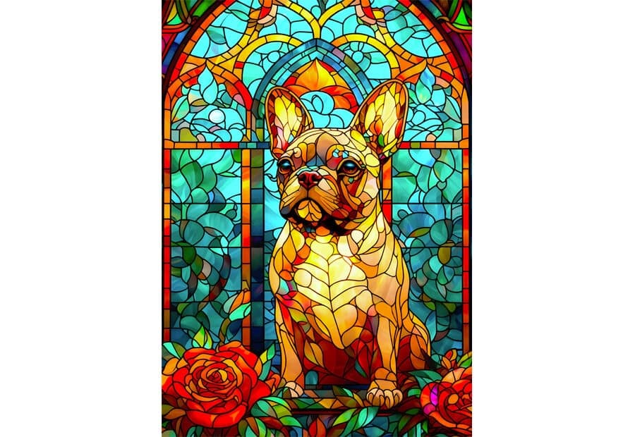 French Bulldog Stained Glass
