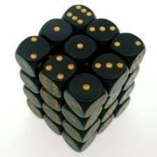 Dice - TerningesÃ¦t - 36 stk. 6 sidet (D6) - Opaque - Black / Gold
