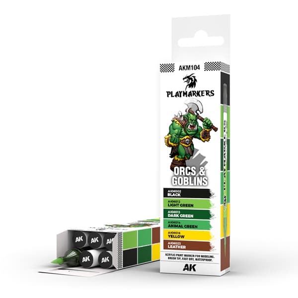 AK Interactive - Playmarkers Set: Orcs & Goblins (6 Paint Markers/Malingstuscher)