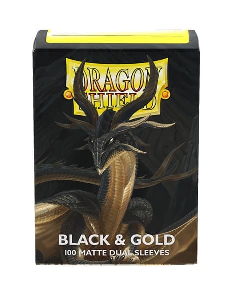 Dragon Shield Deck Protectors - Matte Dual Sleeves: Black & Gold - 100 lommer - Dragonshield - Sleeves #AT-15069