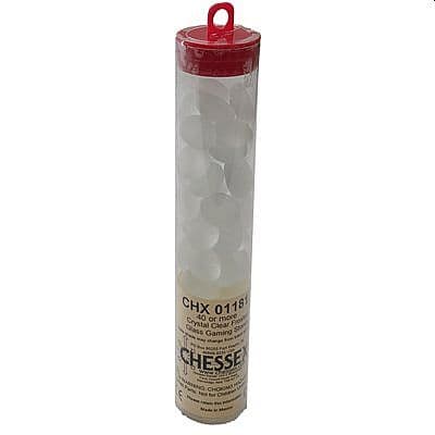 Gaming Counters - Chessex: Crystal Clear Frosted Glass Stones (Qty 40+) in 14cm Tube