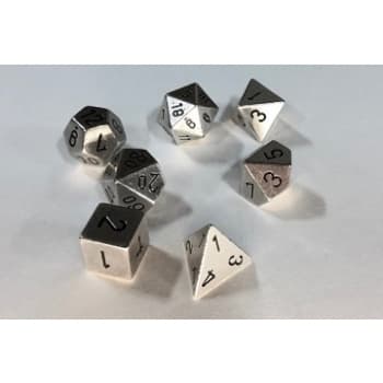 Dice - TerningesÃ¦t - 7 terninger - Solid Metal Silver Colour