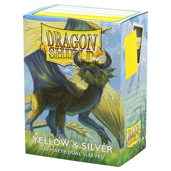 Dragon Shield Deck Protectors - Matte Dual Sleeves: Yellow & Silver - 100 lommer - Dragonshield - Sleeves #AT-15071