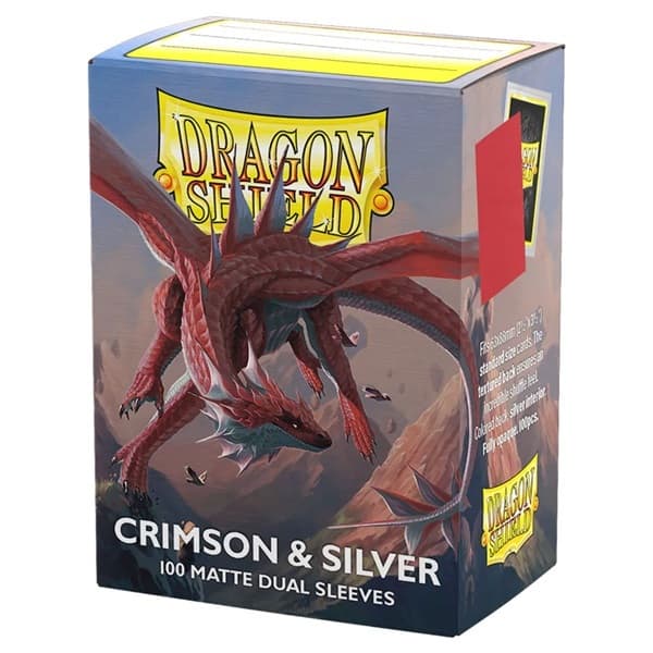 Dragon Shield Deck Protectors - Matte Dual Sleeves: Crimson & Silver - 100 lommer - Dragonshield - Sleeves #AT-15072