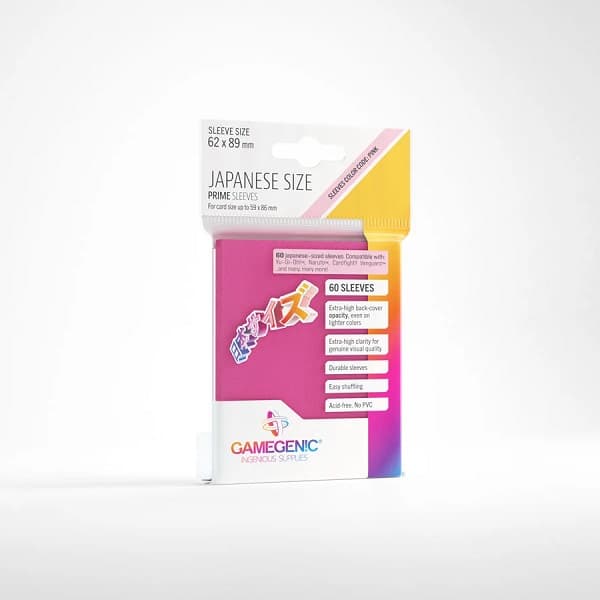Gamegenic: Prime Sleeves: Small/Japanese Size - Pink (LyserÃ¸d) (60 Kortlommer)