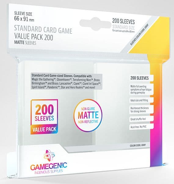Gamegenic - Matte Sleeves: Standard Card Game Size - Value Pack (200 Kortlommer)
