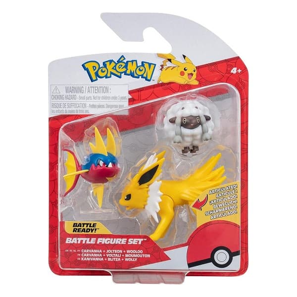 PokÃ©mon: Battle Feature Action Figures 3-Pack - Wooloo, Carvanha, Jolteon - 5cm