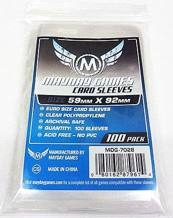 Mayday Games - Euro Standard Card Sleeves - 59x92mm - 100 Lommer - #MAY7028