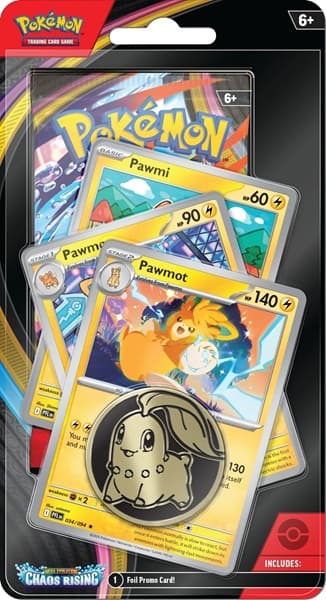 Pokemon Blister Pack - 1-Pack Premium Checklane Blister: 1 Mega Evolution: Chaos Rising Booster Pakke + Pawmot Line Promos & MÃ¸nt