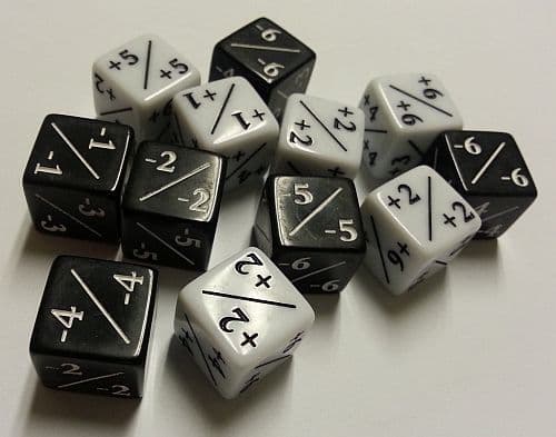 !Dice - TerningesÃ¦t - 12 terninger - +1/+1 og -1/-1 Counters til Magic og andre kortspil