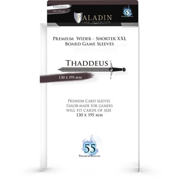 Paladin Sleeves - Thaddeus - Premium Wider-Shorter XXL - 130x195mm - Clear (Transparent) (55 Kortlommer)