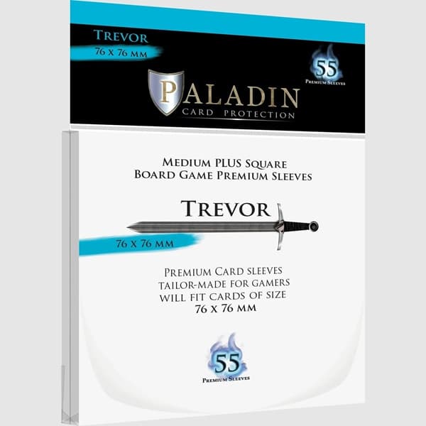 Paladin Sleeves - Trevor - Premium Medium Plus Square - 76x76mm - Clear (Transparent) (55 Kortlommer)