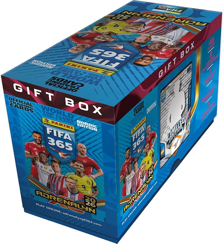 Panini Adrenalyn XL: FIFA 365 2026 Nordic Edition - Giftbox - 8 Booster Packs + 1 Premium Gold Booster + 2 Limited-Kort + 1 XXL Limited Edition