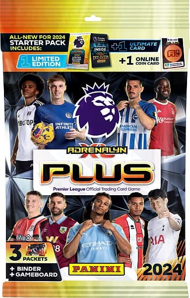 Panini Adrenalyn XL: Premier League 2023/2024 PLUS - StartersÃ¦t - Mappe, 3 Booster Packs + Limited Edition & Ultimate