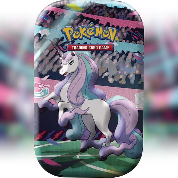 Pokemon Tin Kasse - 2020 Fall Mini Tin: Galarian Rapidash (2 Boosters, Billedkort & MÃ¸nt)