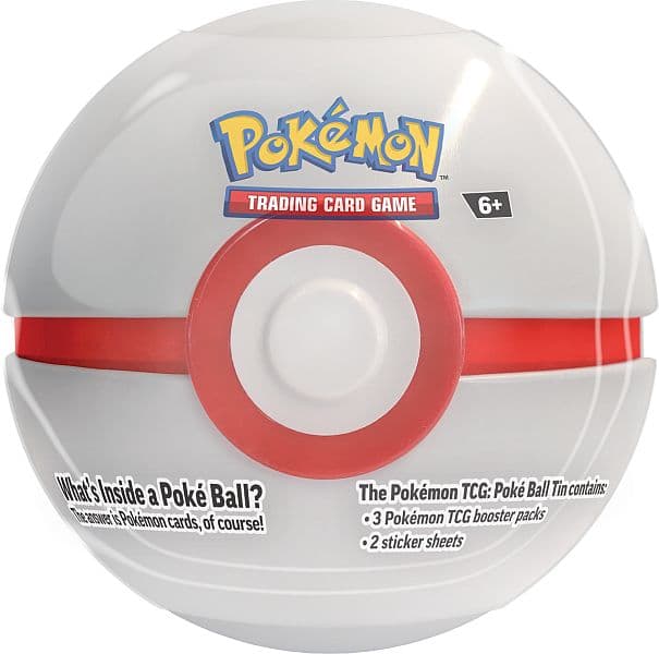 Pokemon Tin Kasse - Poke Ball (Pokeball) Tin: Premier Ball (2024) (3 Boosters + Stickers)