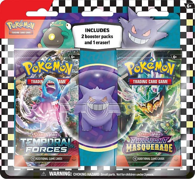 Pokemon Blister Pack - Back to School 2024 Eraser Blister Pack: Gengar - 2 Booster Pakker + ViskelÃ¦der