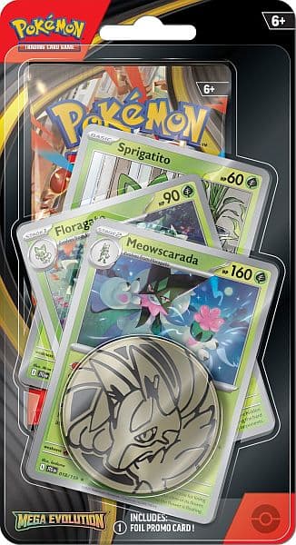 Pokemon Blister Pack - 1-Pack Premium Checklane Blister: 1 Mega Evolution: Base Set Booster Pakke + Meowscarada Line Promos & MÃ¸nt