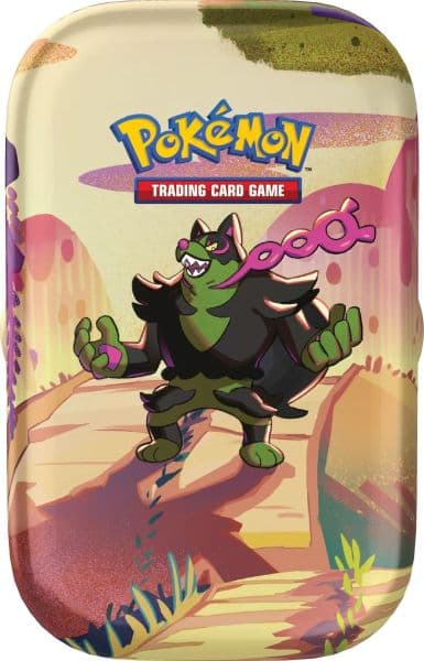 Pokemon Tin Kasse - 2024 Summer Scarlet & Violet: Shrouded Fable Mini Tin: Okidogi (2 Boosters & KlistermÃ¦rker)