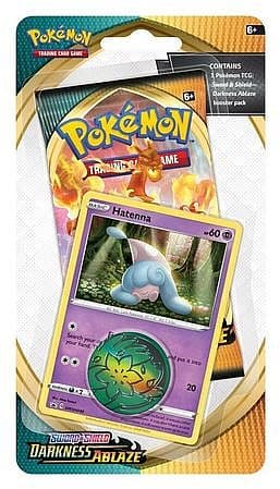 Pokemon Blister Pack - 1-Pack Checklane Blister: 1 Sword & Shield: Darkness Ablaze Booster Pakke + Hatenna Black Star Promo & Pokemon MÃ¸nt