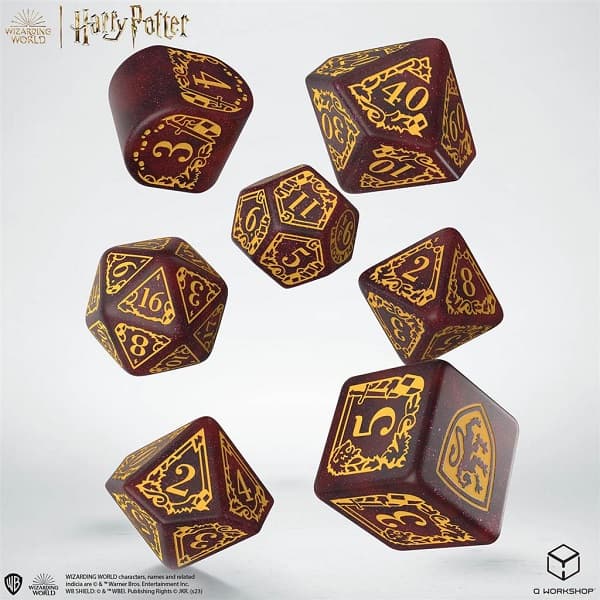 Dice - TerningesÃ¦t - 7 terninger - Harry Potter - Gryffindor Modern - Glittering Burgundy With Gold