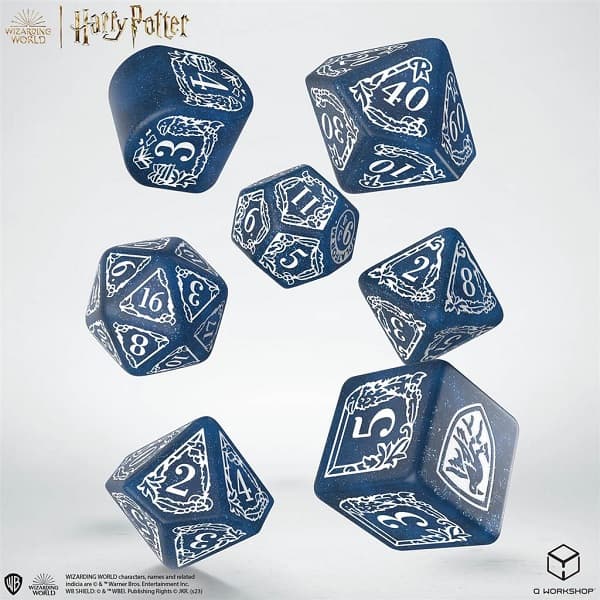 Dice - TerningesÃ¦t - 7 terninger - Harry Potter - Ravenclaw Modern - Glittering Indigo With White