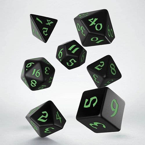 Dice - TerningesÃ¦t - 7 terninger - Classic RPG Runic Black With Green