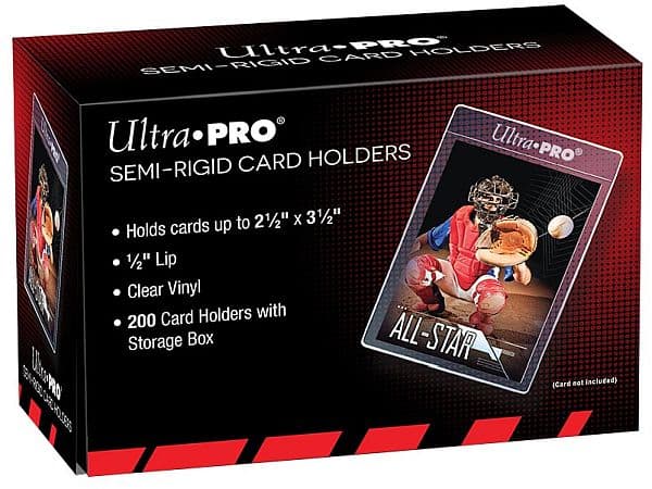Ultra Pro Semi-Rigid Card Holders: 1/2" Lip - Box (200 stk.) - Plastik Deck Protector til kort i lommer (Grading) - Sleeves #81150
