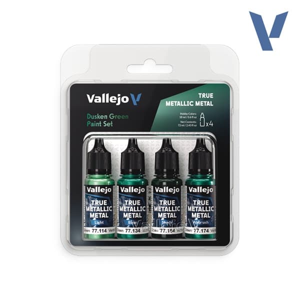 Vallejo Maling - True Metallic Metal: Paint Set - Dusken Green (4 colors)