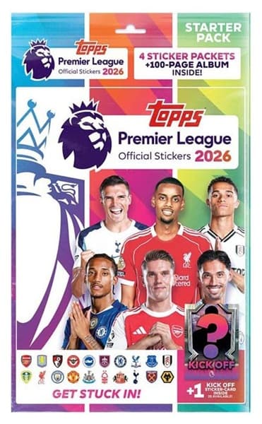 Topps Fodbold-Stickers/KlistermÃ¦rker: Premier League 2025/26 - Starter Pack (Album + 24 Stickers)