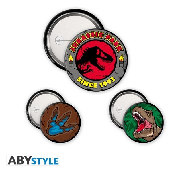 Jurassic Park - Logo T-Rex - Pin Badge 3-Pack