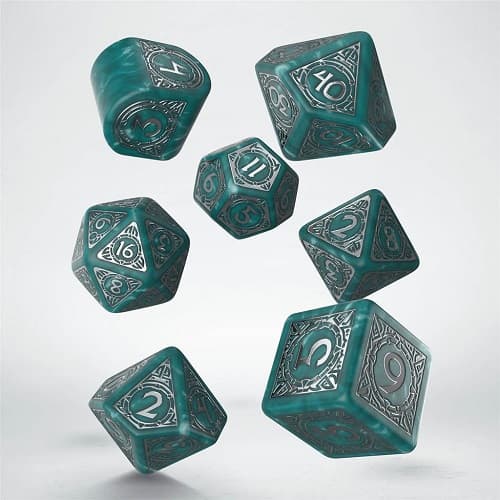 Dice - Terningesæt - 7 terninger - Viking Modern: Mjolnir Stormy With Silver