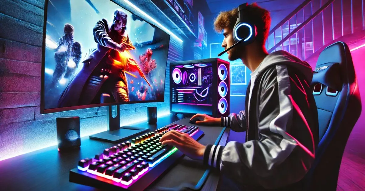 Seriøs gamer med fedt gamer setup Seriøs gamer med fedt gamer setup